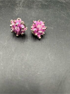 Pink Cluster Crystal clip on Earrings - Women's Jewelry